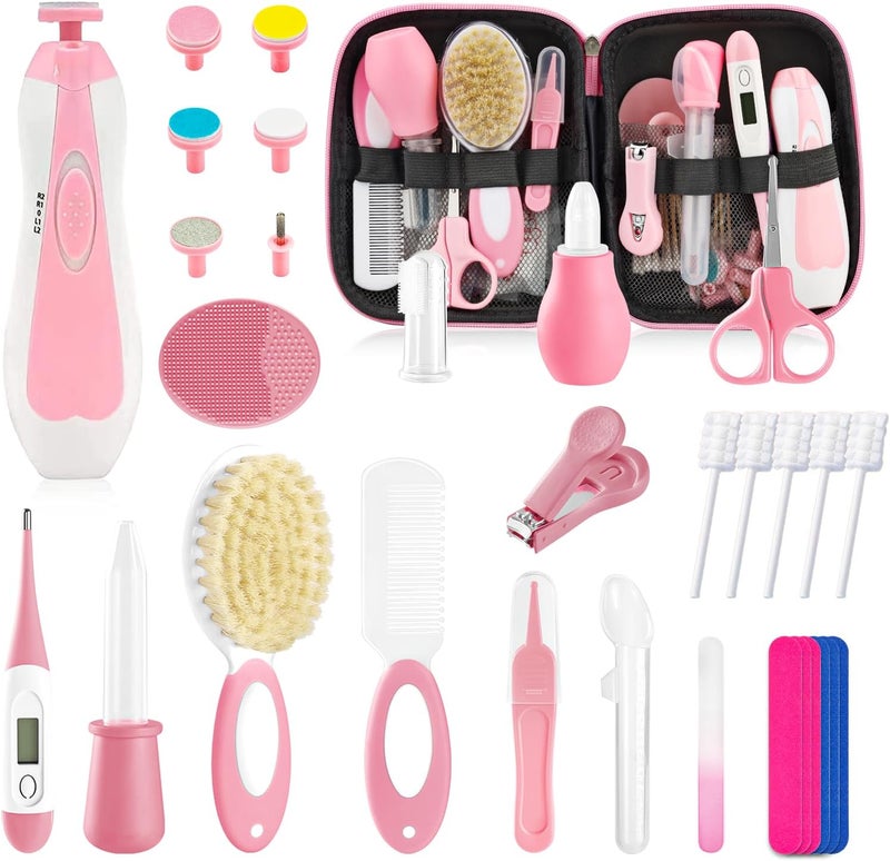 POPYJAN Baby Healthcare and Grooming Kit for Newborn Kids, 31PCS Upgraded Safety Baby Care Kit, Newborn Nursery Health Care Set, Baby Care Products (Pink（31PCS) - Image 1